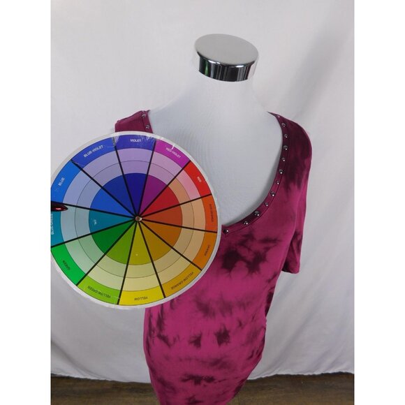 Rock & Republic Tie Dye Studded Cold Shoulder Tee M - Picture 9 of 11